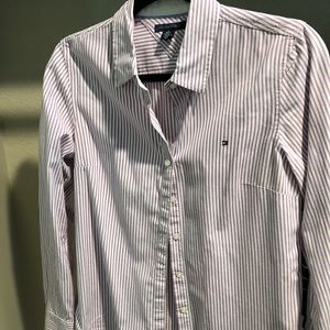 Tommy Hilfiger Plum Pinstriped Shirt